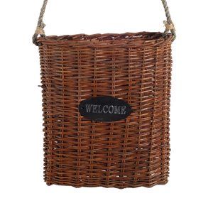 "WELCOME" Willow Door Basket With Rope 14X5X15"